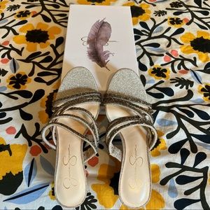 Jessica Simpson Colley gold wedge sandals